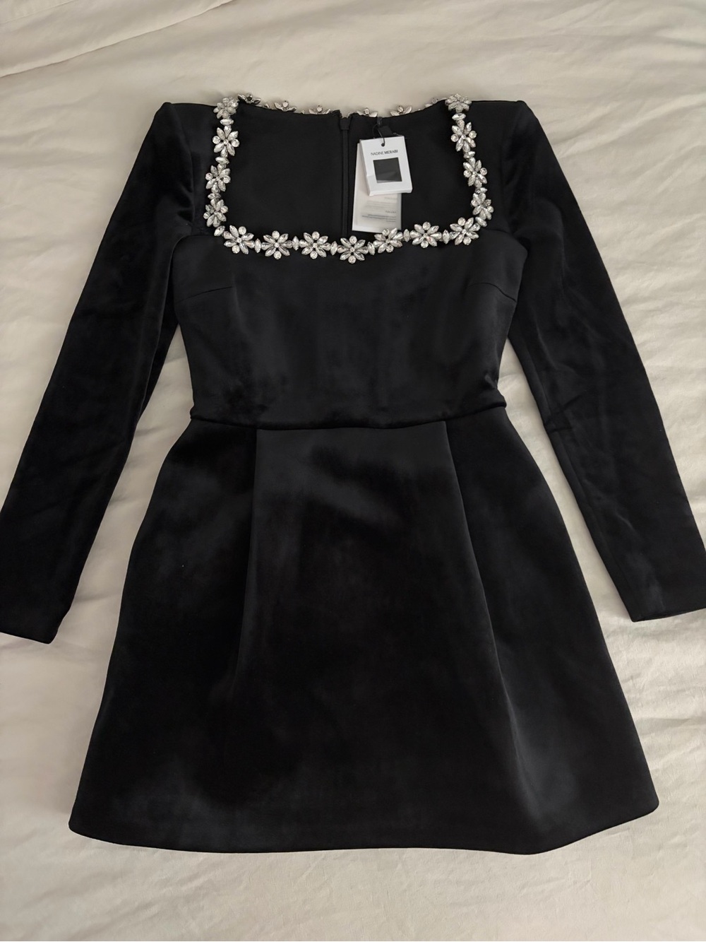 NWT Nadine Merabi Kimberly Black Embellished Mini Dress Size Small US 6 w/ Box - Picture 4 of 6